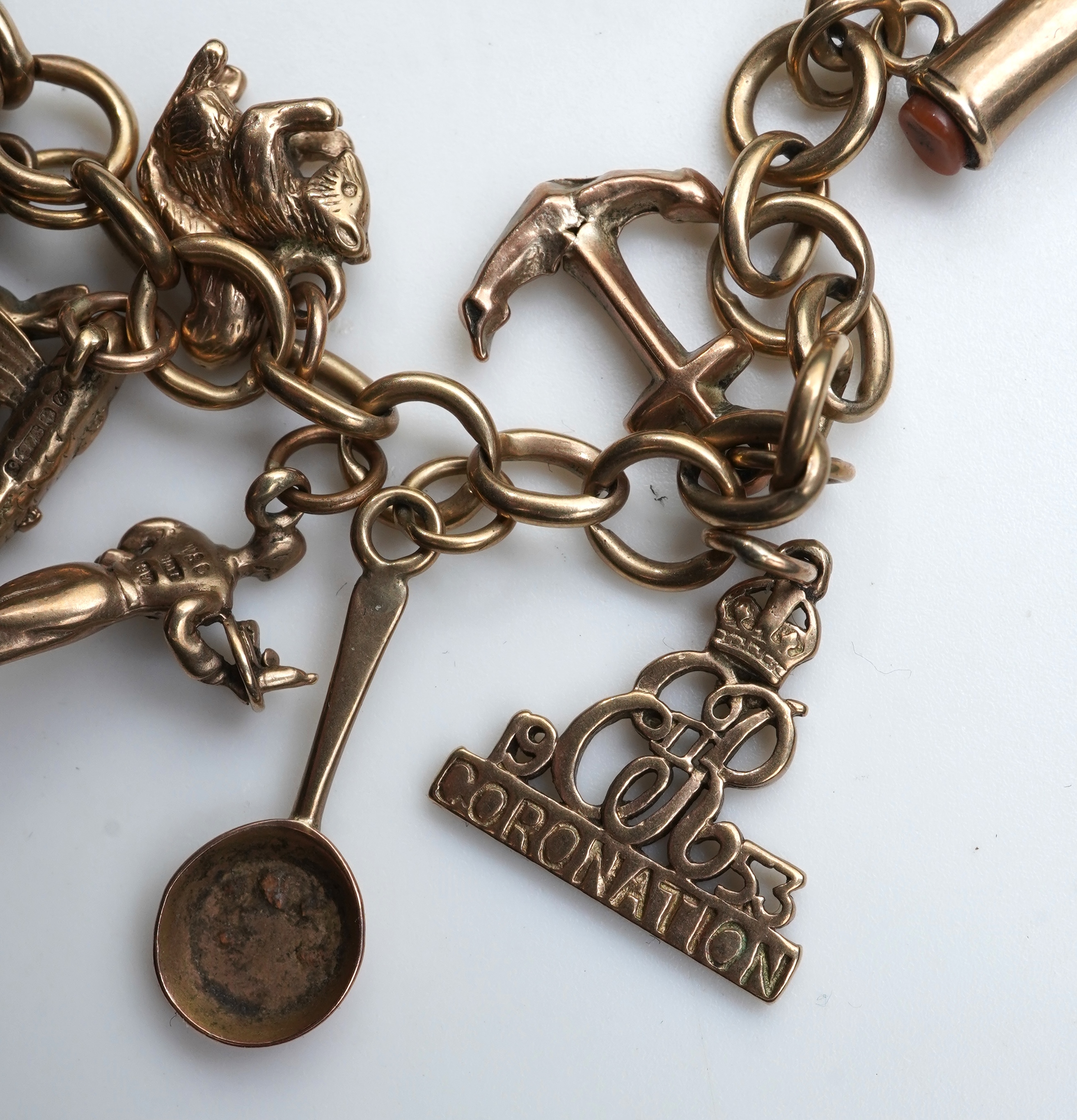 A gold charm bracelet